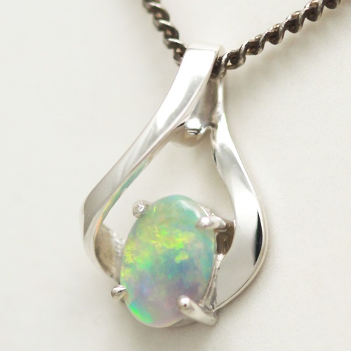 Stirling silver Pendant with SOLID SEMI BLACK OPAL, Bright orange and green